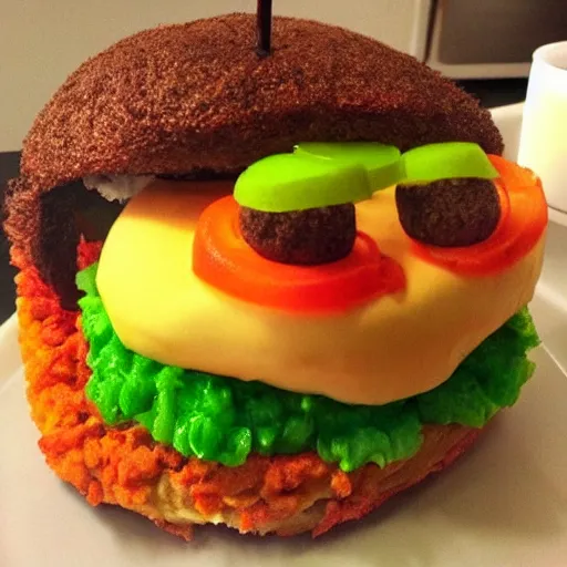 Prompt: A Mike Wackowski themed cheeseburger