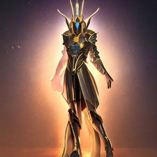 Prompt: cinematic, hyperdetailed elegant beautiful stunning futuristic and enigmatic oracle in jedi clothes gold armored regal gold sunray shaped crown, warframe, destiny, octane