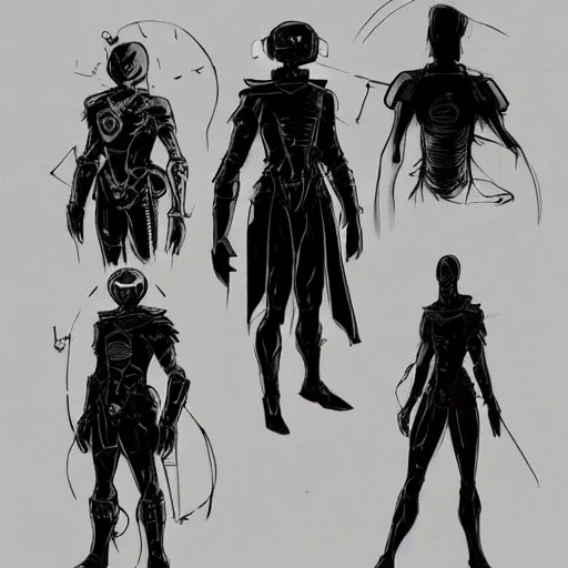 Prompt: concept art, stylized silhouette, super exaggerated proportions, concept design, sketch, male, science fiction suit, helmet, arthur rackham, mike mignola