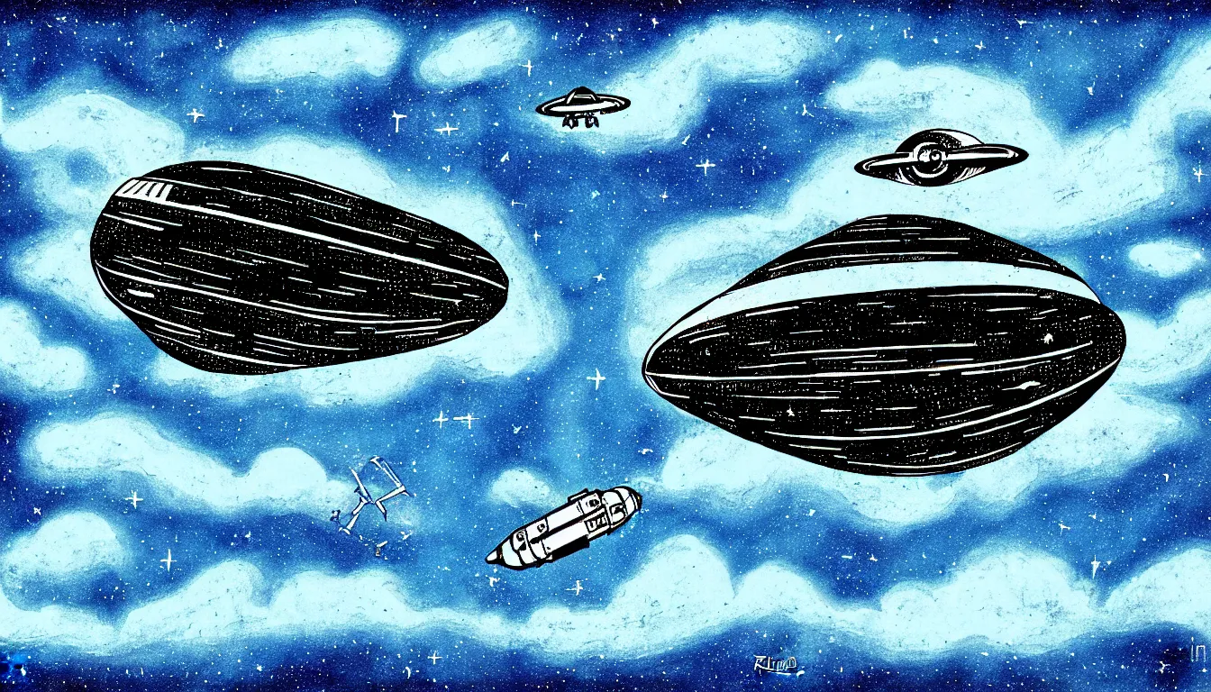 Image similar to spaceship in the sky by traditionnal rizoprint