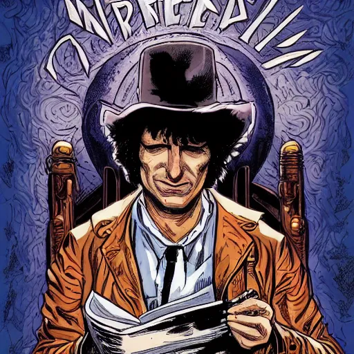 Image similar to neil gaiman an american gods mr wednesday comic book cover, marvel, dark art style