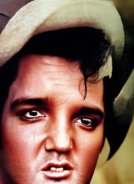 Image similar to photo closeup portrait of superstar elvis presley by steve mccurry