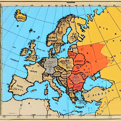 Image similar to monochrome map of europe with USSR highlighted, 1945