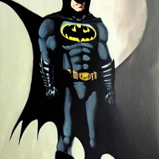 Image similar to Painting of a batman dark knight by Christopher Nolan oil painting