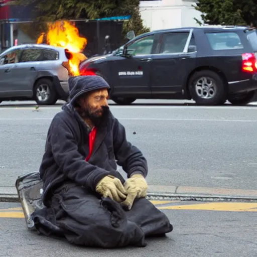 Image similar to vancouver bc homeless person on fire