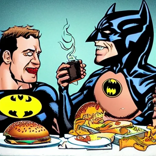 Prompt: “batman eating a burger at a BBQ with robin ultra realistic”