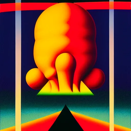 Image similar to atomic bomb by shusei nagaoka, kaws, david rudnick, airbrush on canvas, pastell colours, cell shaded, 8 k