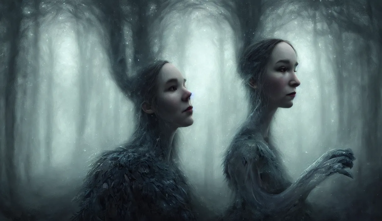 Image similar to epic professional digital art of hungry eyes, ambient gin light, painted, mysterious, closeup cinematic boreal scene, eerie, mythic, detailed, intricate, grand, leesha hannigan, wayne haag, reyna rochin, ignacio fernandez rios, mark ryden, van herpen, artstation, cgsociety, epic, stunning, gorgeous, wow wow detail