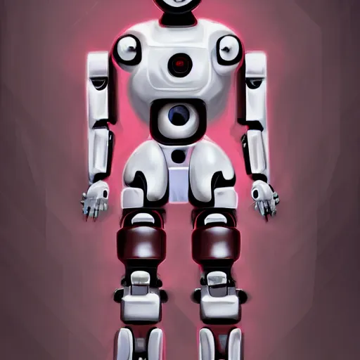 Prompt: a small human-like robot, white and red colours, futuristic, sci-fi, digital art, detailed