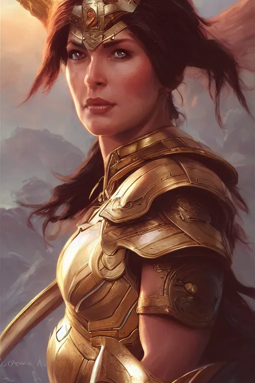 Image similar to amazon valkyrie athena, d & d, fantasy, portrait, highly detailed, headshot, digital painting, trending on artstation, concept art, sharp focus, illustration, art by artgerm and greg rutkowski and magali villeneuve