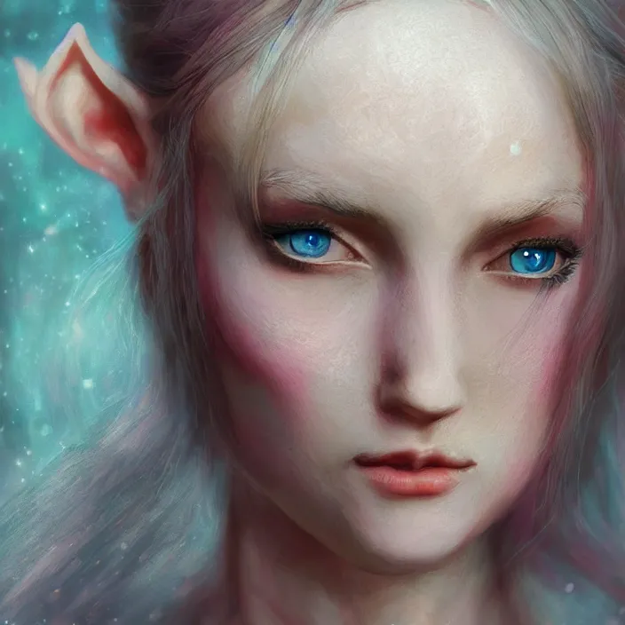 Image similar to elvish princess, pulp, extremely detailed, sharp focus, pastel colors, intricate, realistic, smooth, volumetric lighting, digital painting, by eric stanton