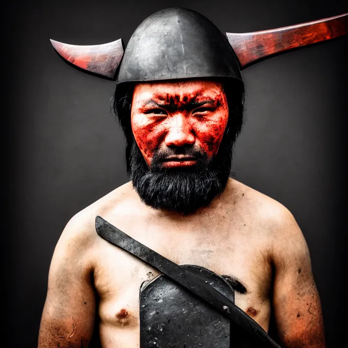 Image similar to portrait photograph of an executioner warrior