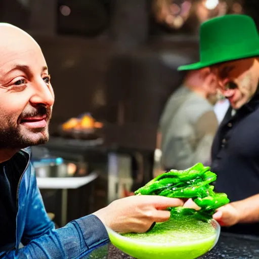 Image similar to joe bastianich eating green slime