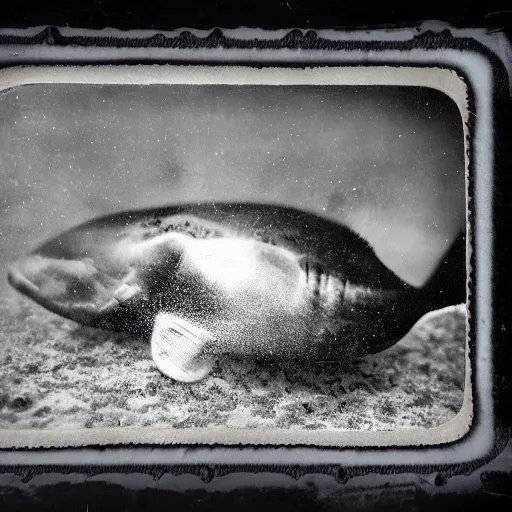 Image similar to tintype photo, underwater, sea creature