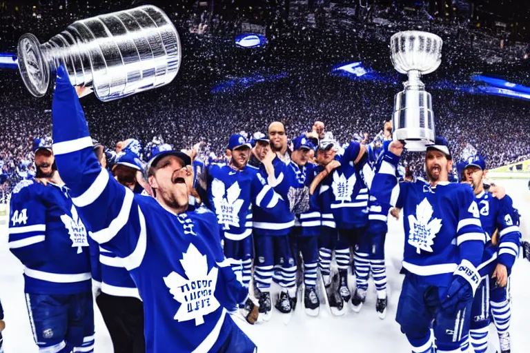 prompthunt: The Toronto Maple Leafs winning the Stanley Cup, photo, 4K