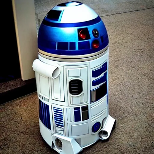 Prompt: “ R2D2 being used as a garbage can”