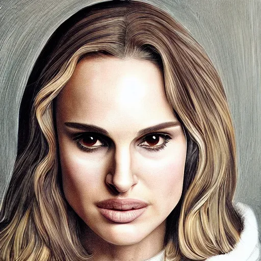 Image similar to beautiful realistic portrait of Natalie Portman as a rock star by Seth McMahon