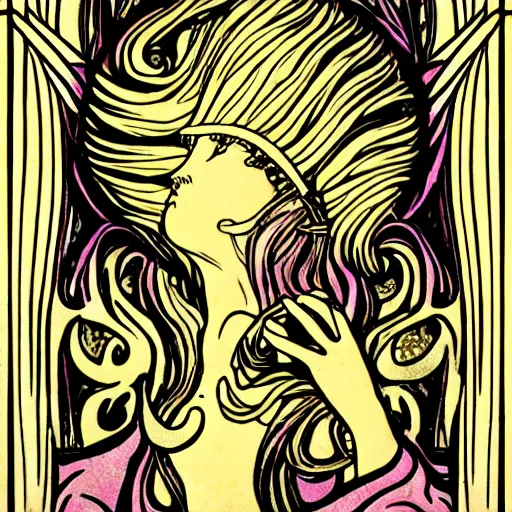 Prompt: ilithid, in the style of art nouveau,