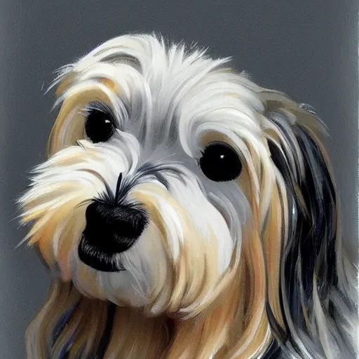 Image similar to a maltese terrier, concept art by yulia zhuchkova, lord raven art print,