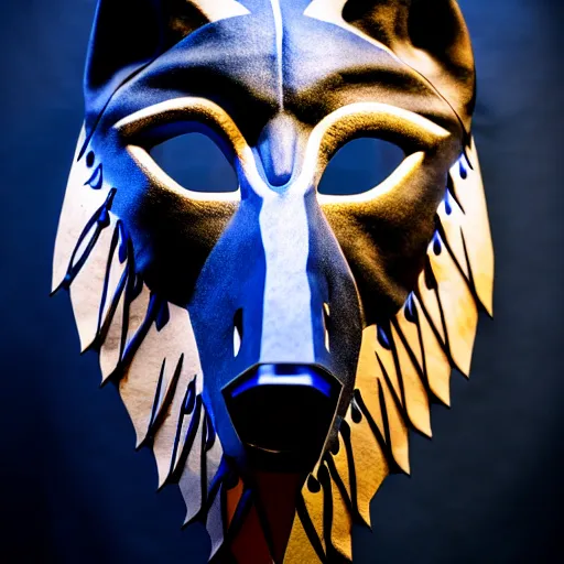 Image similar to mask of wolf - shaman, studio photo, lighting