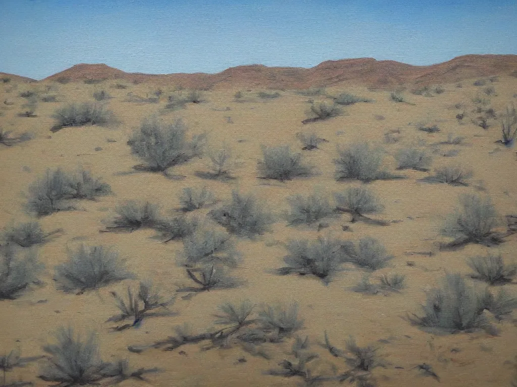 Prompt: Trailer park landscape in the desert near the oasis painting by Alison Elizabeth Taylor