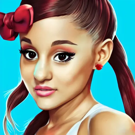 Image similar to digital painting of ariana grande as the gta v loading screen girl, artstation