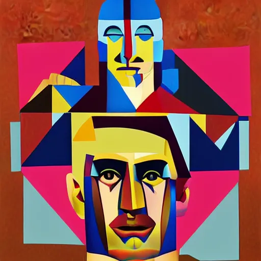 Prompt: Geometrical Suprematist art of Saul Goodman, by Nina Kogan