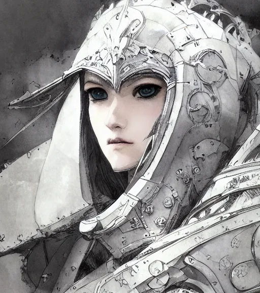 Image similar to portrait of anime woman in armor, pen and ink, intricate line drawings, by craig mullins, ruan jia, kentaro miura, greg rutkowski, loundraw