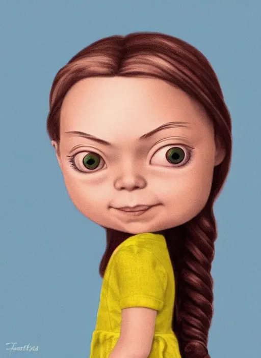 Image similar to greta thunberg as a supergirl nicoletta ceccoli doll, detailed digital art, trending on Artstation