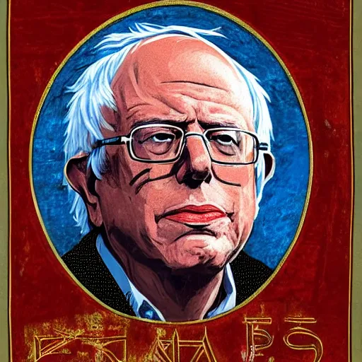 Image similar to Bernie Sanders, portrait, ancient byzantine, iconography, by Vadim Bolshakov