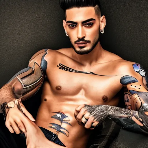 Image similar to a realistic detailed photo of a guy who is an attractive humanoid who is half robot and half humanoid, who is a male android, singer maluma, shiny skin, posing like a statue, blank stare, in a living room, on display, showing off his muscles