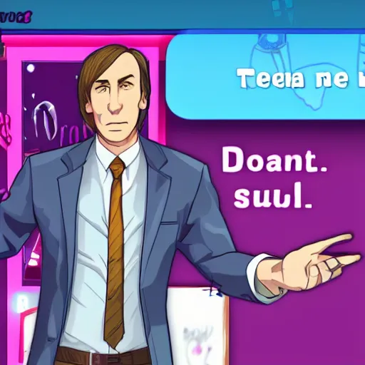 Image similar to screenshot of saul goodman in doki doki literature club