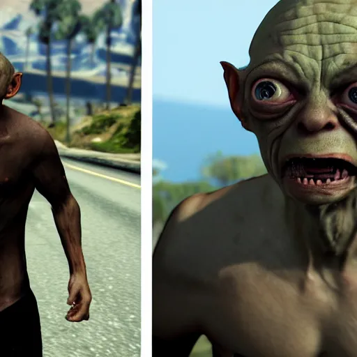 Image similar to Gollum, gta v loading screen style