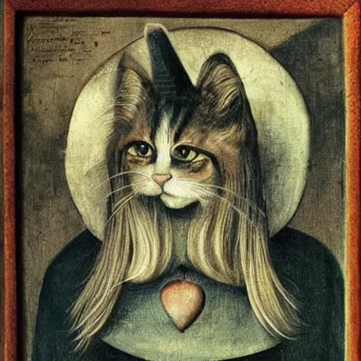 Prompt: stunning portrait of the cat of cheshire from alice in wonderland by hieronymus bosch