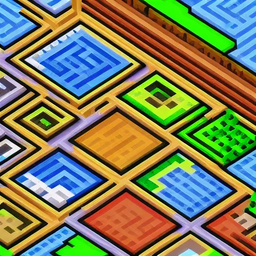 Image similar to isometric pixel art, soft lighting, pixel town, Habbo hotel style, Minecraft-like, blocks, pixels, videogame, building blocks, ultra detailed