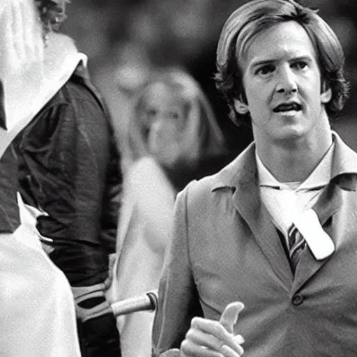 Prompt: peyton manning as doctor who, 1 9 7 0 s, wide shot