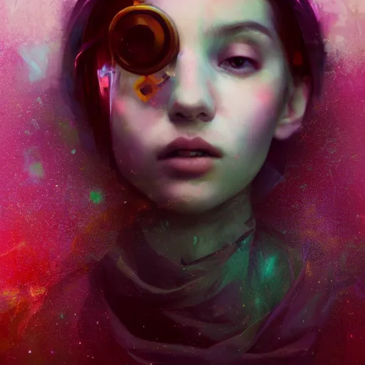 Prompt: wojtekfus pixelart girl cyberpunk transhumanism glitch art creative portrait of a young lady by bao pham christian orrillo digital deviantart by erik jones glitchlab, flower blossom selfie trending on artstation. cosmic dreamy ethereal botanical girl by aykut aydogdu oleg oprisco