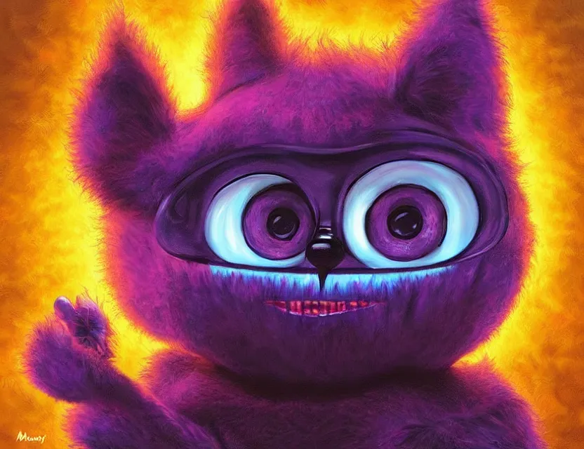 Prompt: interdimensional furby. this oil painting by the award - winning mangaka has dramatic lighting, an interesting color scheme and intricate details.