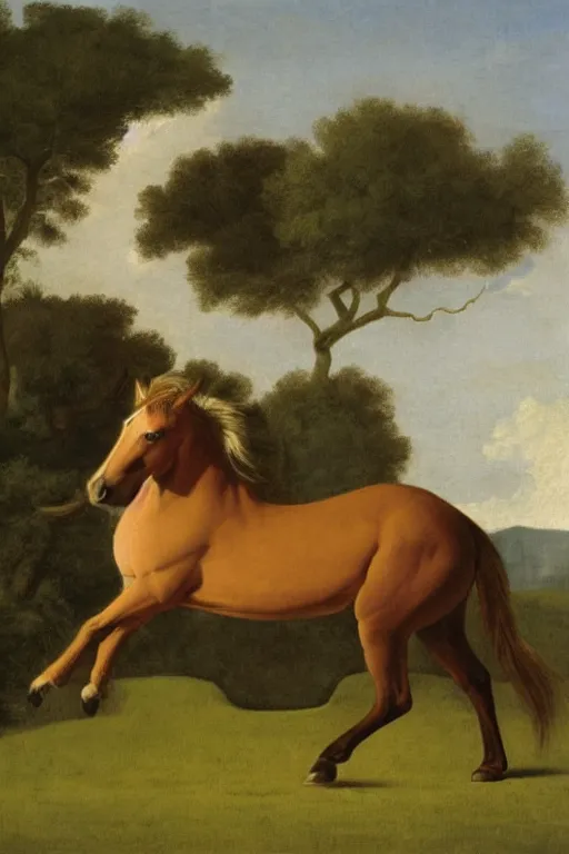 Prompt: a wild horse, rearing dramatically, by george-stubbs