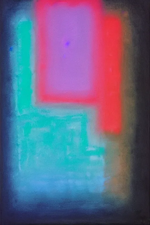 Prompt: a neon gradient Mark Rothko, RGB lights, heavy impasto