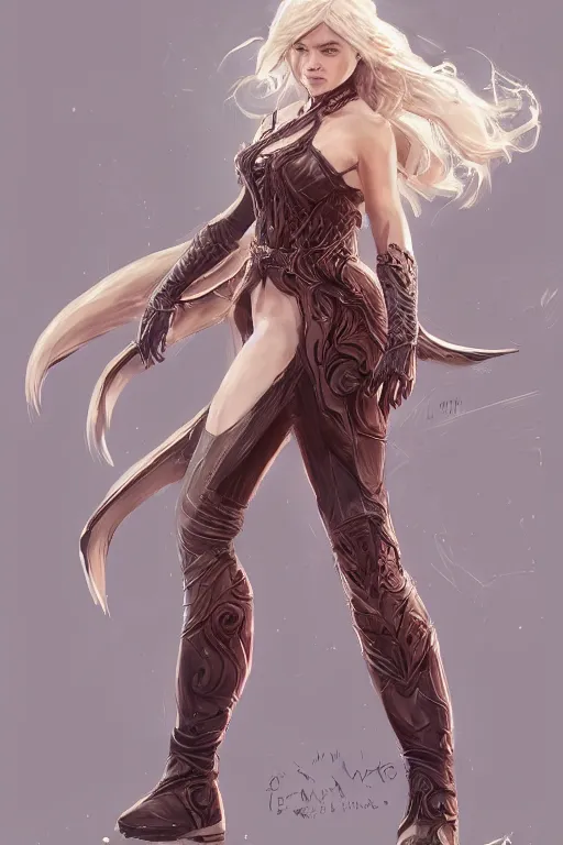 Image similar to Emilia Clarke wearing Yang Xiao Long outfit from Rwby, cute, fantasy, intricate, elegant, highly detailed, digital painting, 4k, HDR, concept art, smooth, sharp focus, illustration, art by artgerm and H R Giger