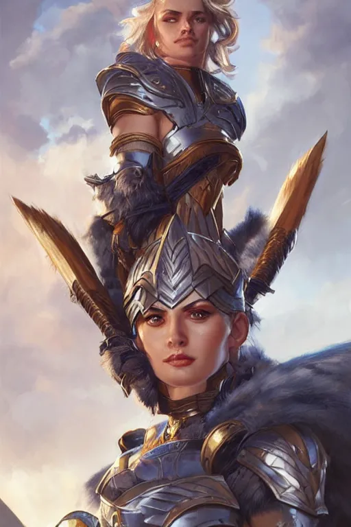 Image similar to amazon valkyrie athena, d & d, fantasy, portrait, highly detailed, headshot, digital painting, trending on artstation, concept art, sharp focus, illustration, art by artgerm and greg rutkowski and magali villeneuve