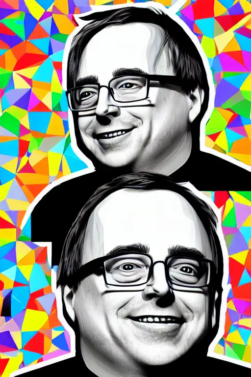 Prompt: full length illustration of linus torvalds, digital painting, trending on art station and devian art, pop art, low polygons illustration