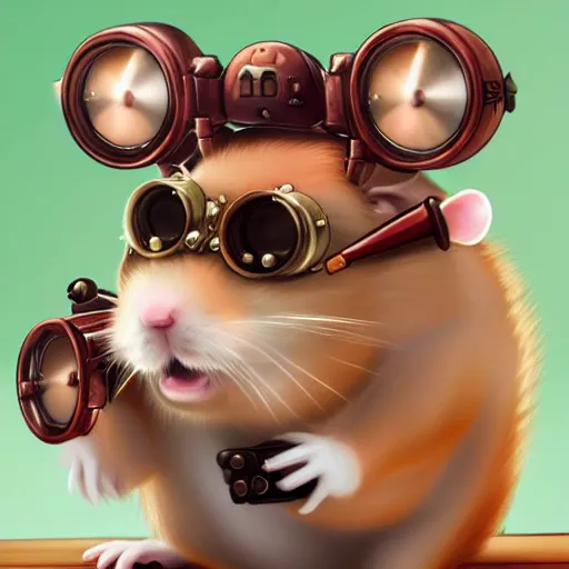 Prompt: a profile picture of a hamster with steampunk googles, by ROSS tran, 4k