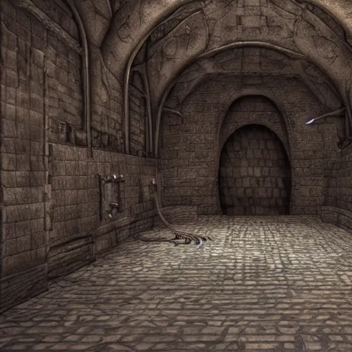 Prompt: basilisk in a dungeon, highly detailed, digital art, unreal engine