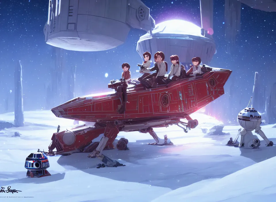 Image similar to extremely detailed concept art of a star wars santa sleigh by makoto shinkai and lois van baarle, ilya kuvshinov, rossdraws, global illumination, octane render, digital art, trending on artstation, sharp focus, 4 k