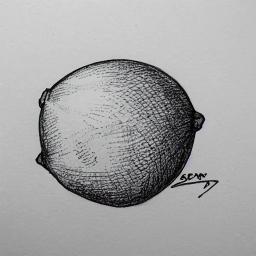 Image similar to professional liner sketch of a lemon