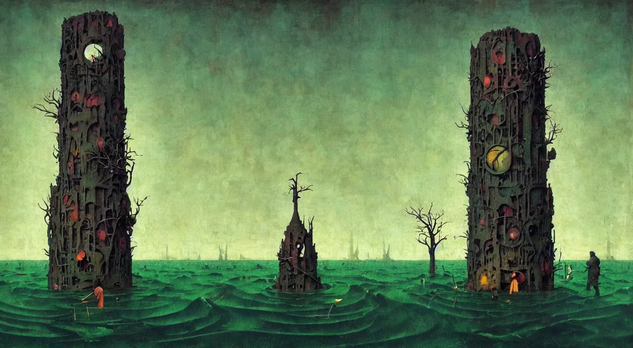 Image similar to single flooded simple!! tribal totem tower anatomy, very coherent and colorful high contrast masterpiece by norman rockwell franz sedlacek hieronymus bosch dean ellis simon stalenhag rene magritte gediminas pranckevicius, dark shadows, sunny day, hard lighting