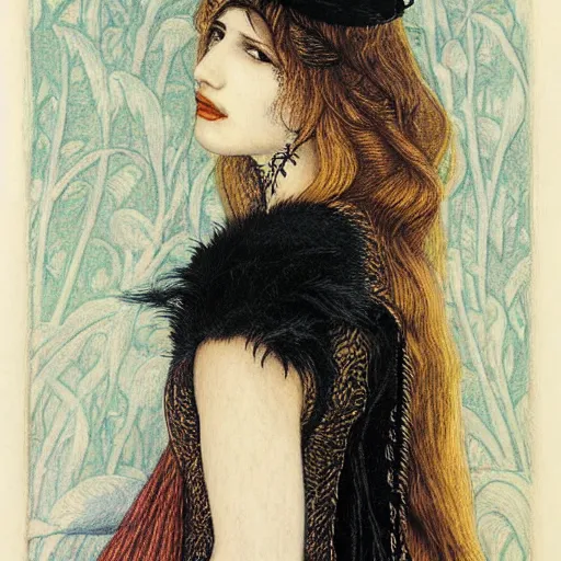 Prompt: emma roberts as a queen of feathers by rosetti and alan lee