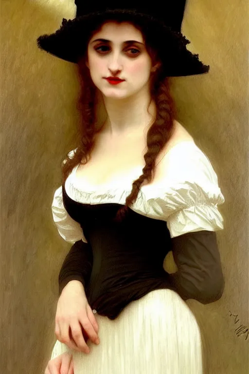 Prompt: victorian vampire in a biggest hat, white dress, painting by rossetti bouguereau, detailed art, artstation